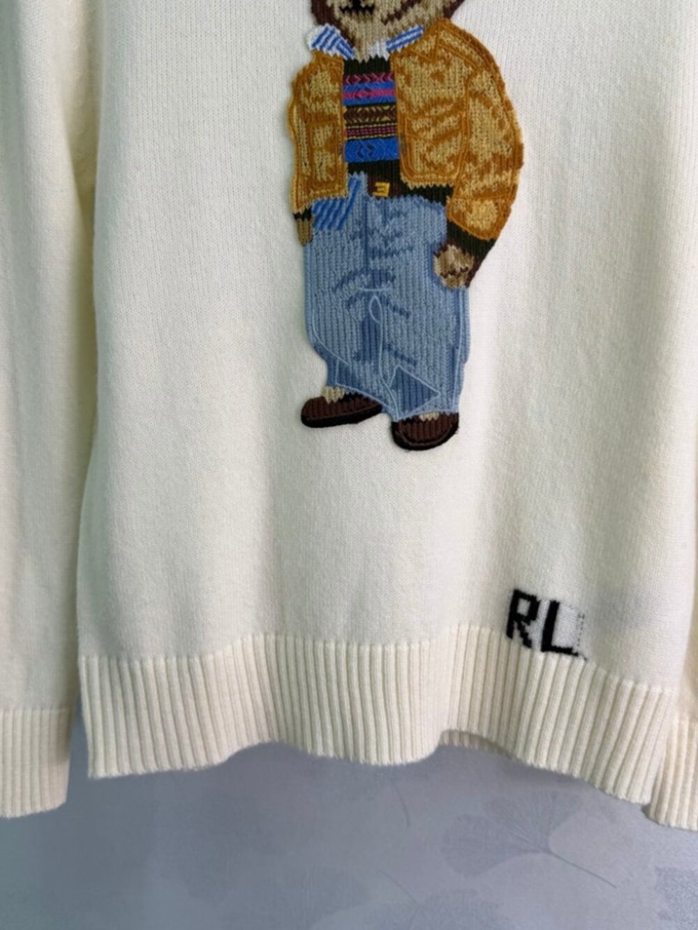 Polo Ralph Lauren Sunglasses Bear Cream Crewneck Knit Sweater Unisex - Picture 4 of 5